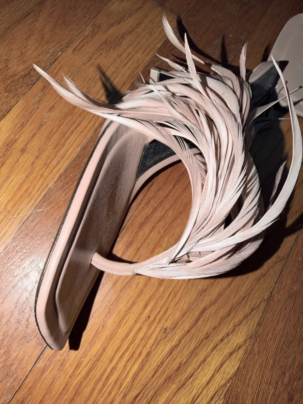 Alexander Wang Ivy Feather Sandal Nude Pink Square-Toe Mules Heels Size 39 - Picture 3 of 8
